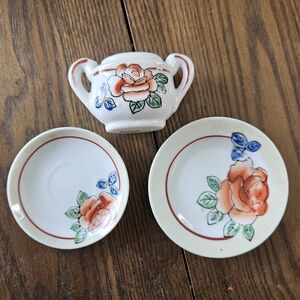 Vintage Little Duchess Japan Miniature Tea Set – Sugar Bowl + 2 Plates (Hand-Pai